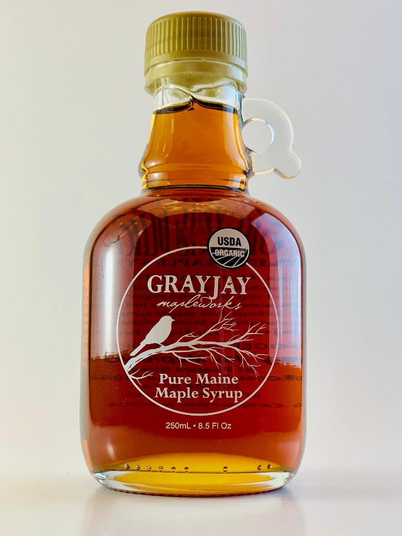 250 ml (8.45 oz.) Organic Pure Maine Maple Syrup Gray Jay Mapleworks
